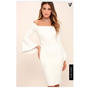 White off the shoulder midi dress